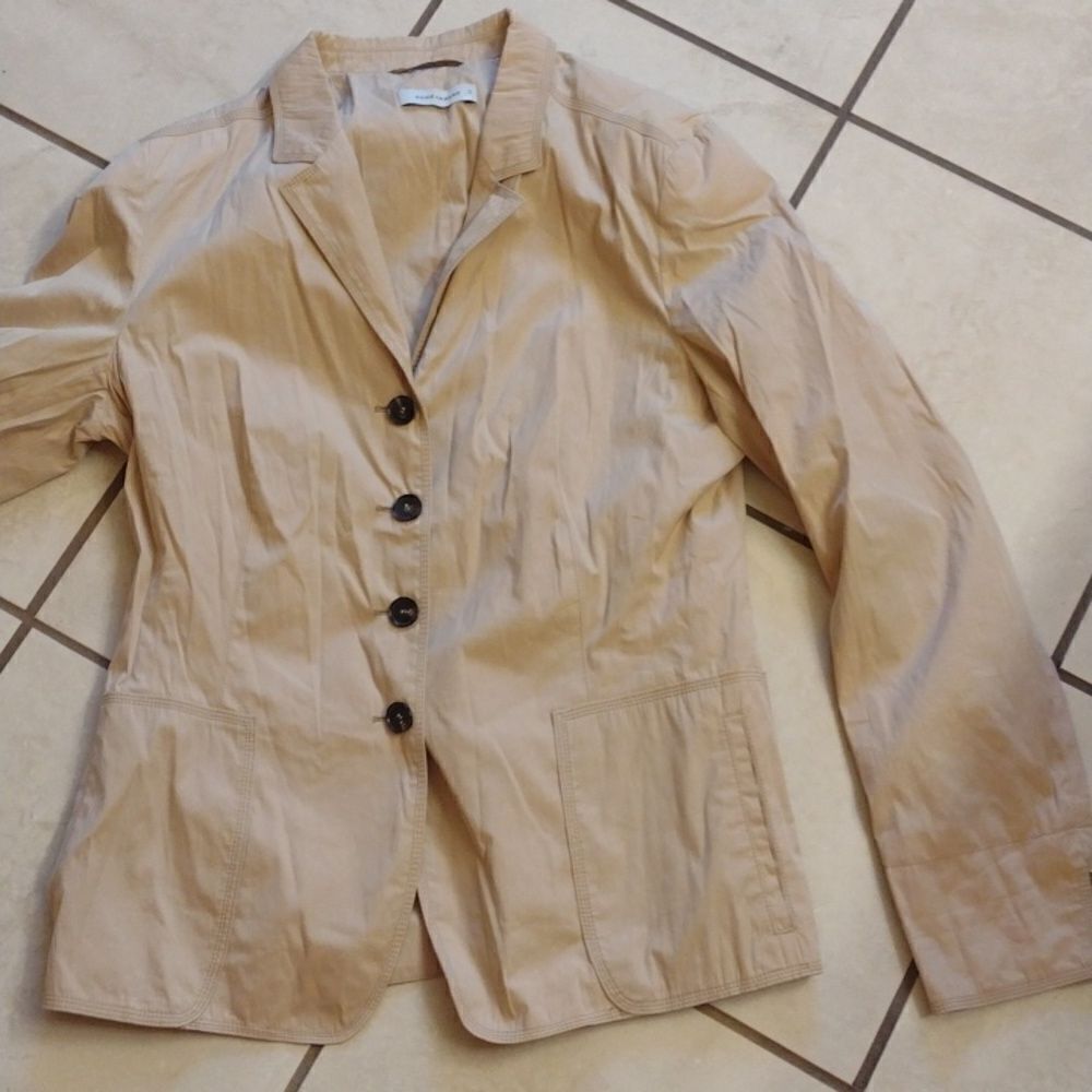 Rene Lezard cotton blend fitted blazer jacket cream color with buttons size 6 - Picture 2 of 10